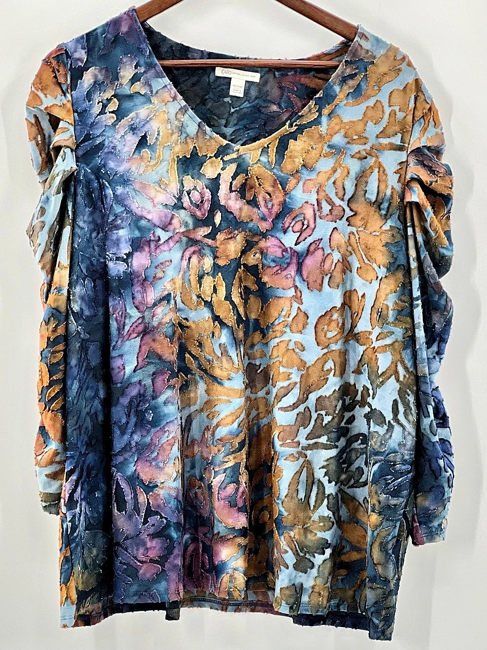 599 Cato Floral Blouse Blue & Purple Size 18/20W